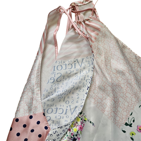 Victoria's Secret Small Hankerchief Patchwork Floral Butterfly Halter Chemise - Picture 4 of 12